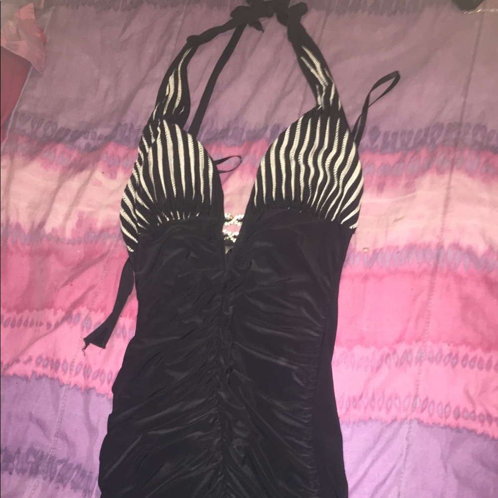 Back strapped low cut dress